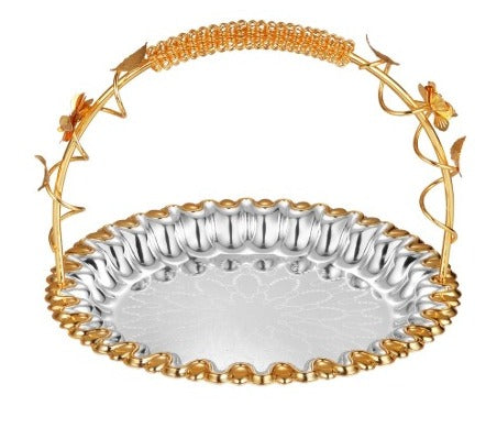 Flower Design Round Basket Dual Tone 