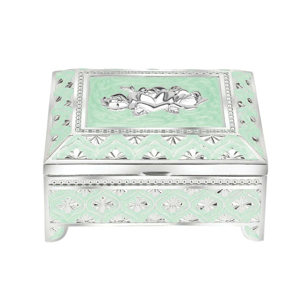 Enamel Jewellery Box | Lattice Pattern Luxury Trinket Storage Box