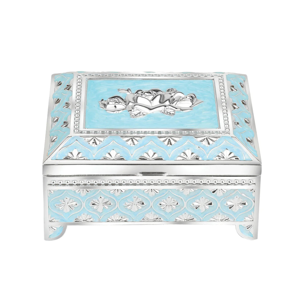 Enamel Jewellery Box | Lattice Pattern Luxury Trinket Storage Box