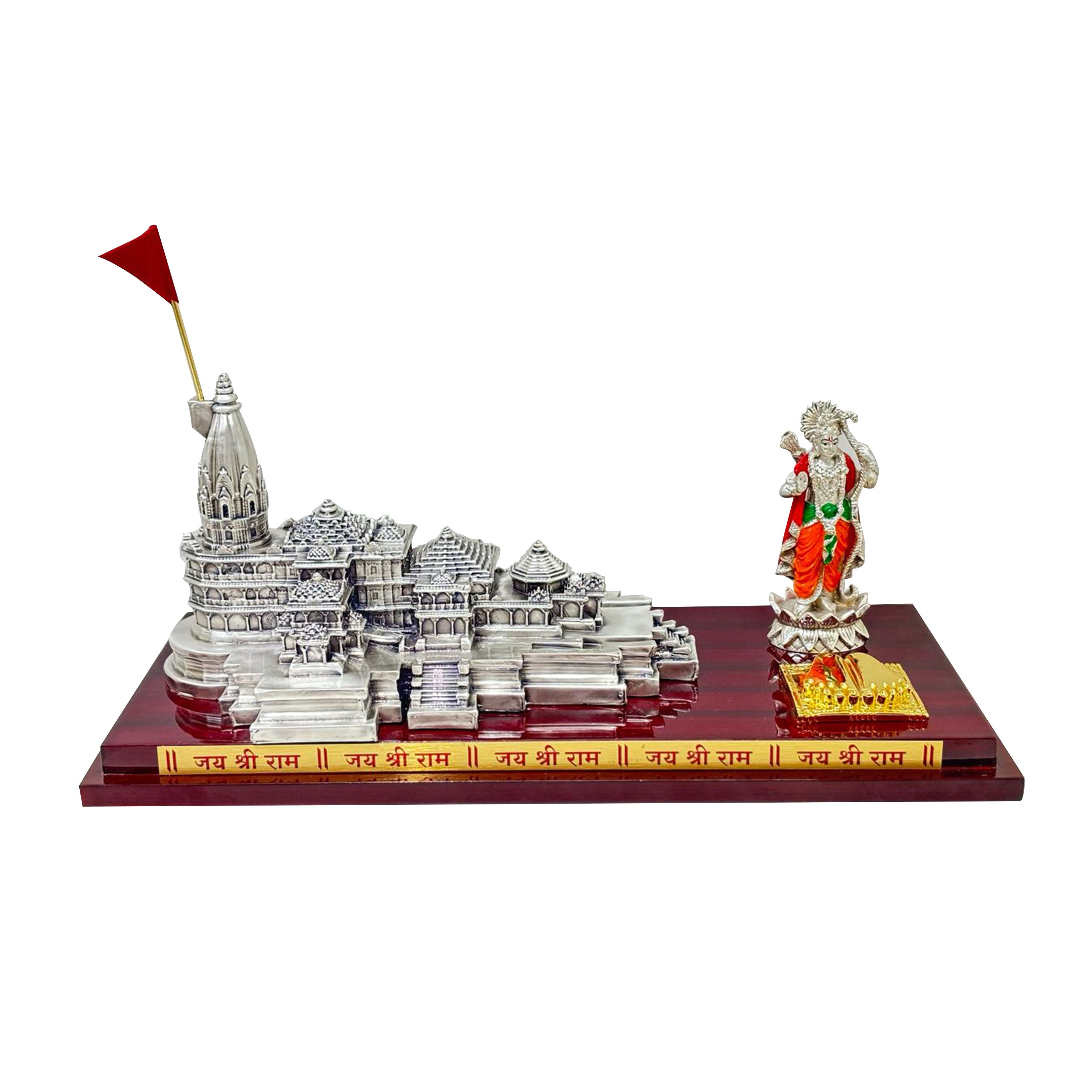 Momentz® Ram Mandir with wooden base and standing ram ji with charan p