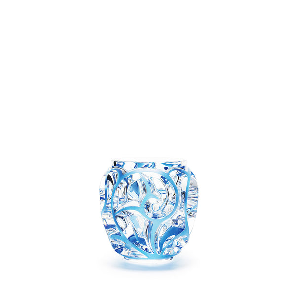 Tourbillons small vase Clear crystal, blue patinated