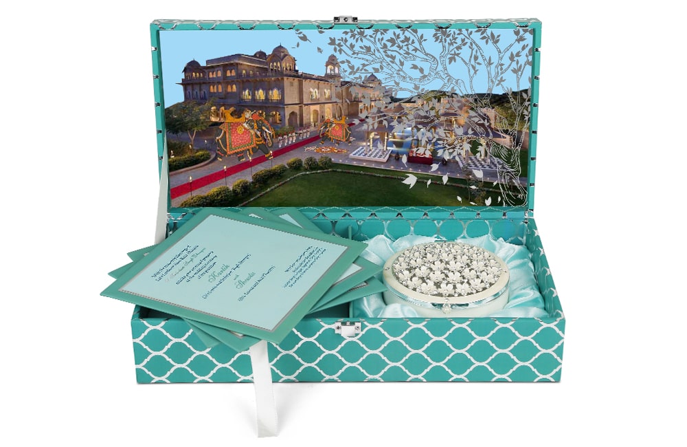 Regal Wedding Invitation Box with Palace Theme