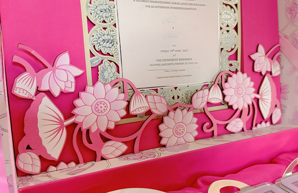 Floral Pink Wedding Luxury Invitation with Sweet Jars