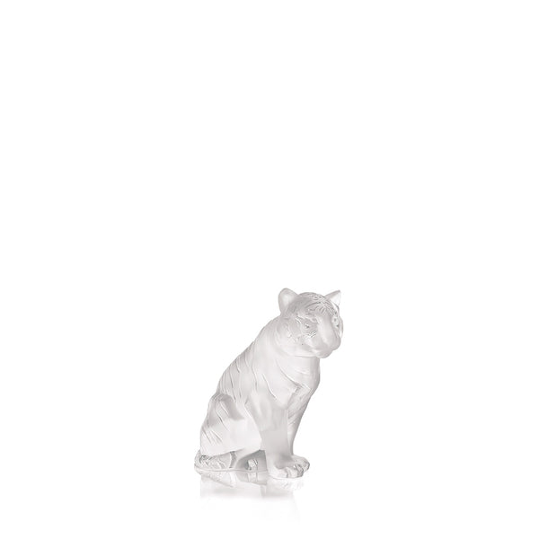 SITTING TIGER SMALL SCULPTURE - CLEAR