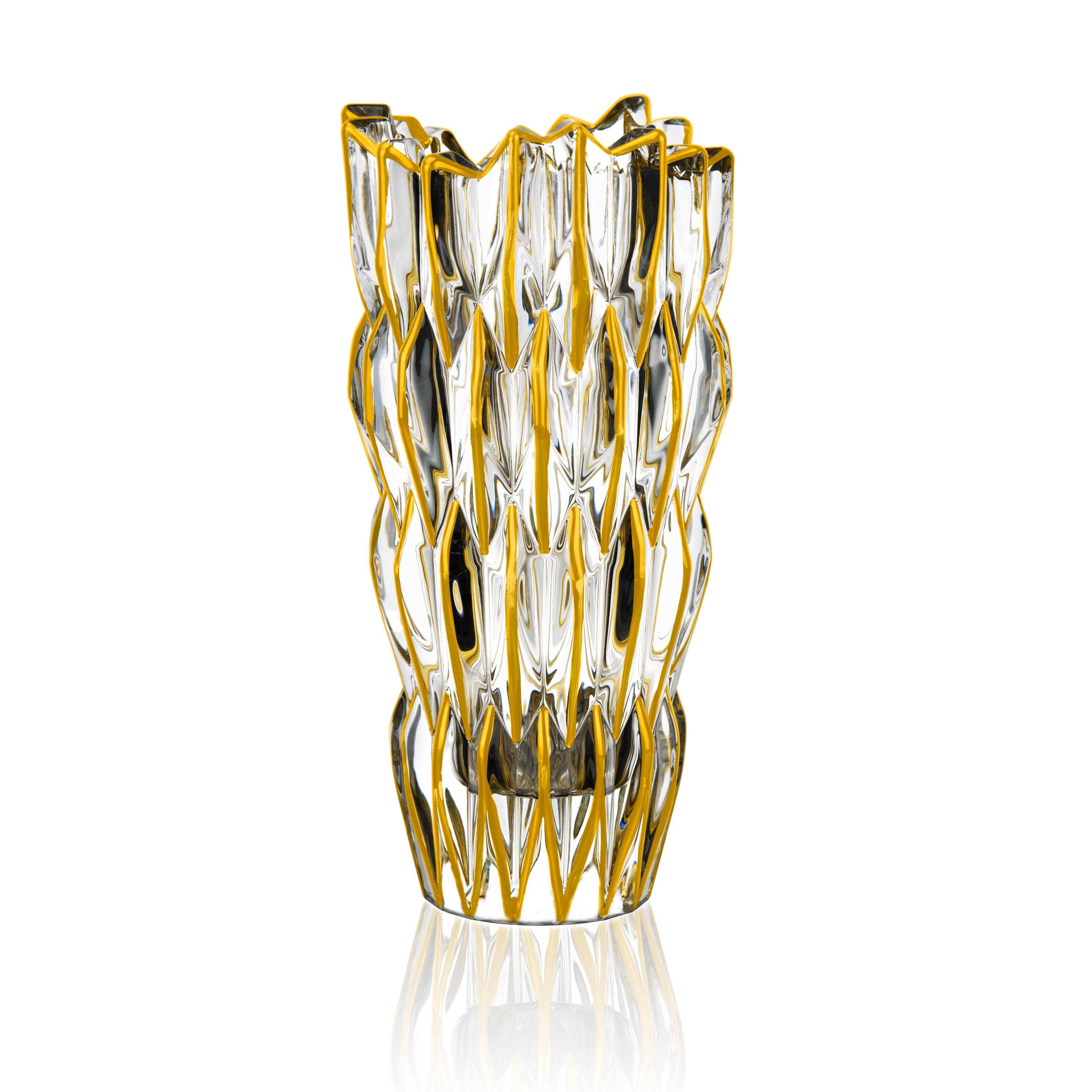 Rhombic Design Vase With Golden Lining - H-29.5 CM 71-721929