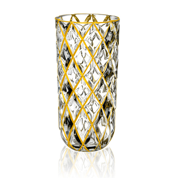 Rhombus design vase with golden lining