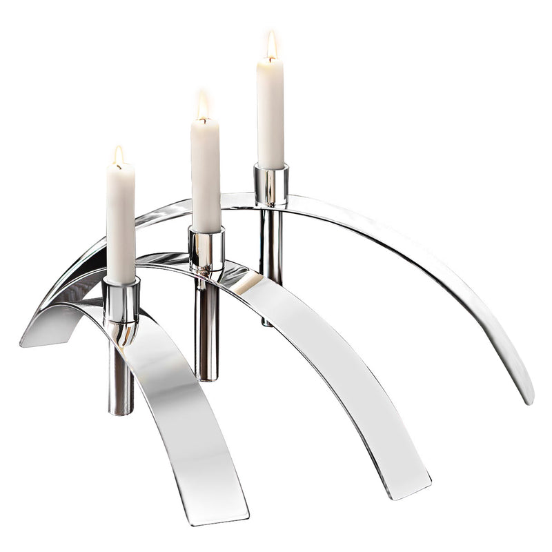 3 Flames Candle Stand- Silver