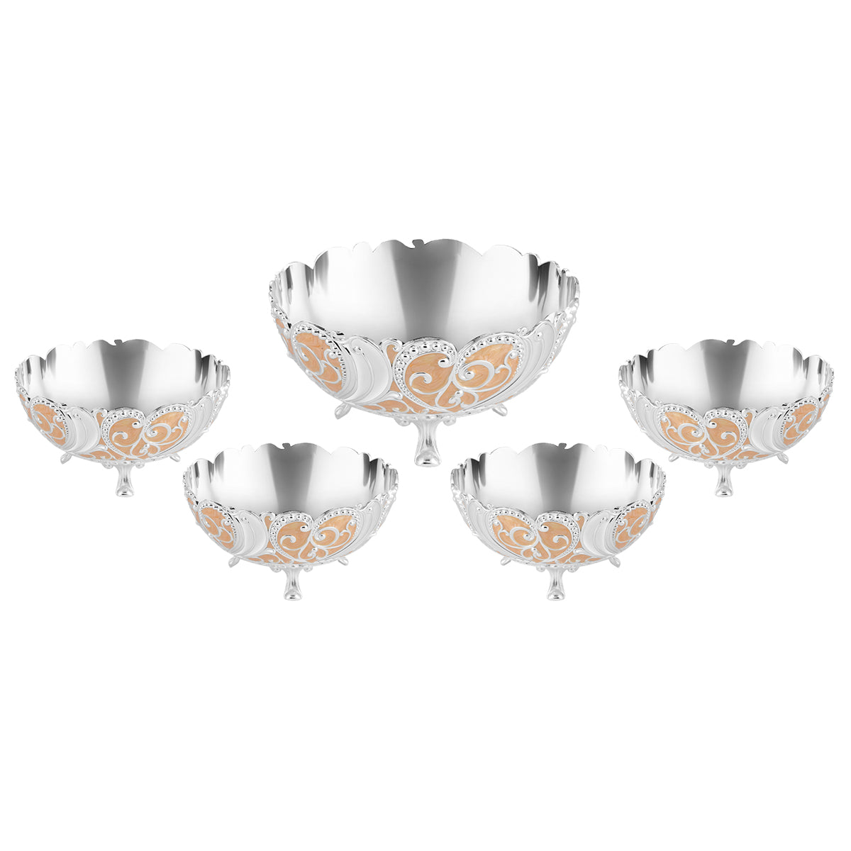 1 Big+4 Small Enamel Round Bowls Peach