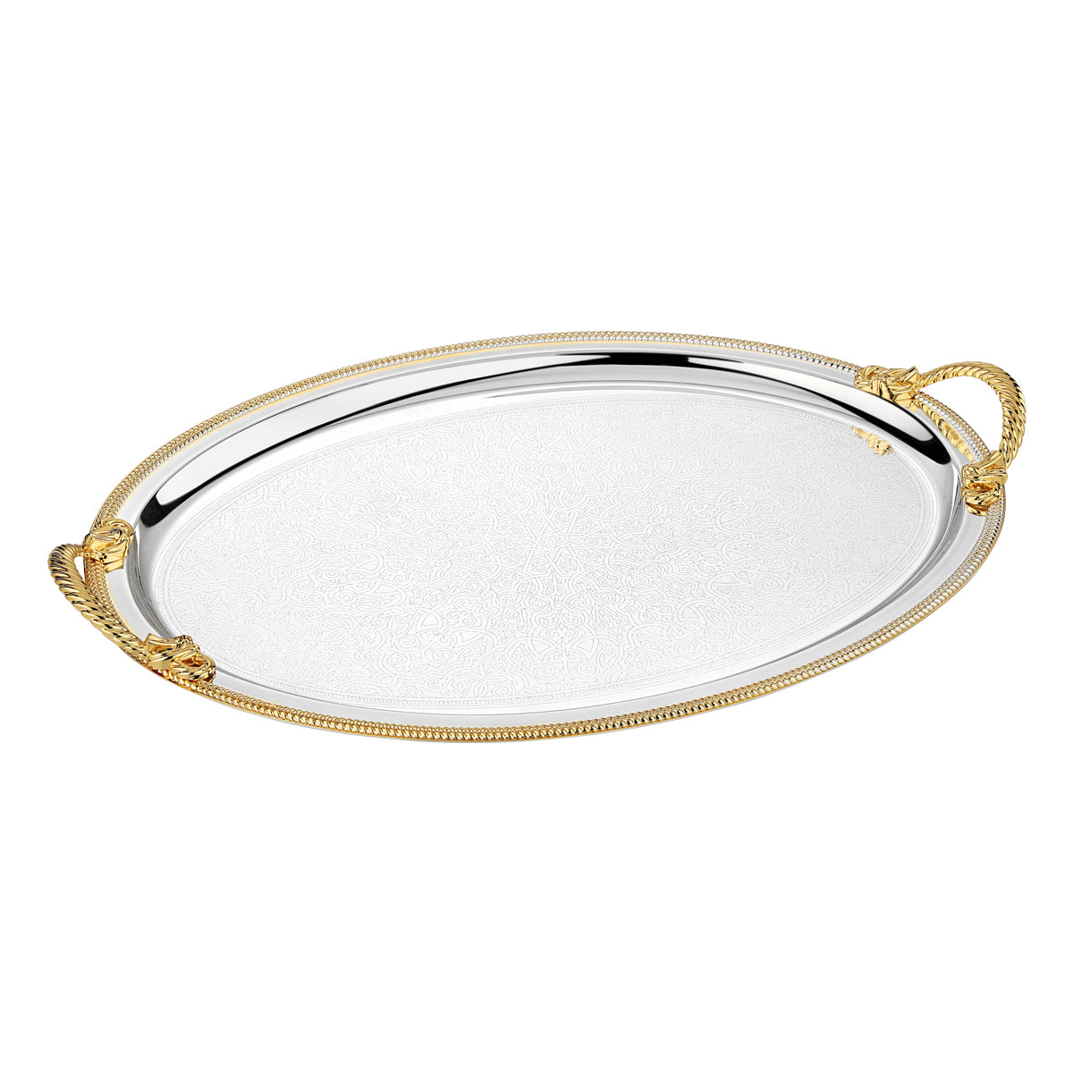 Oval Tray with Handle Dual Tone Medium