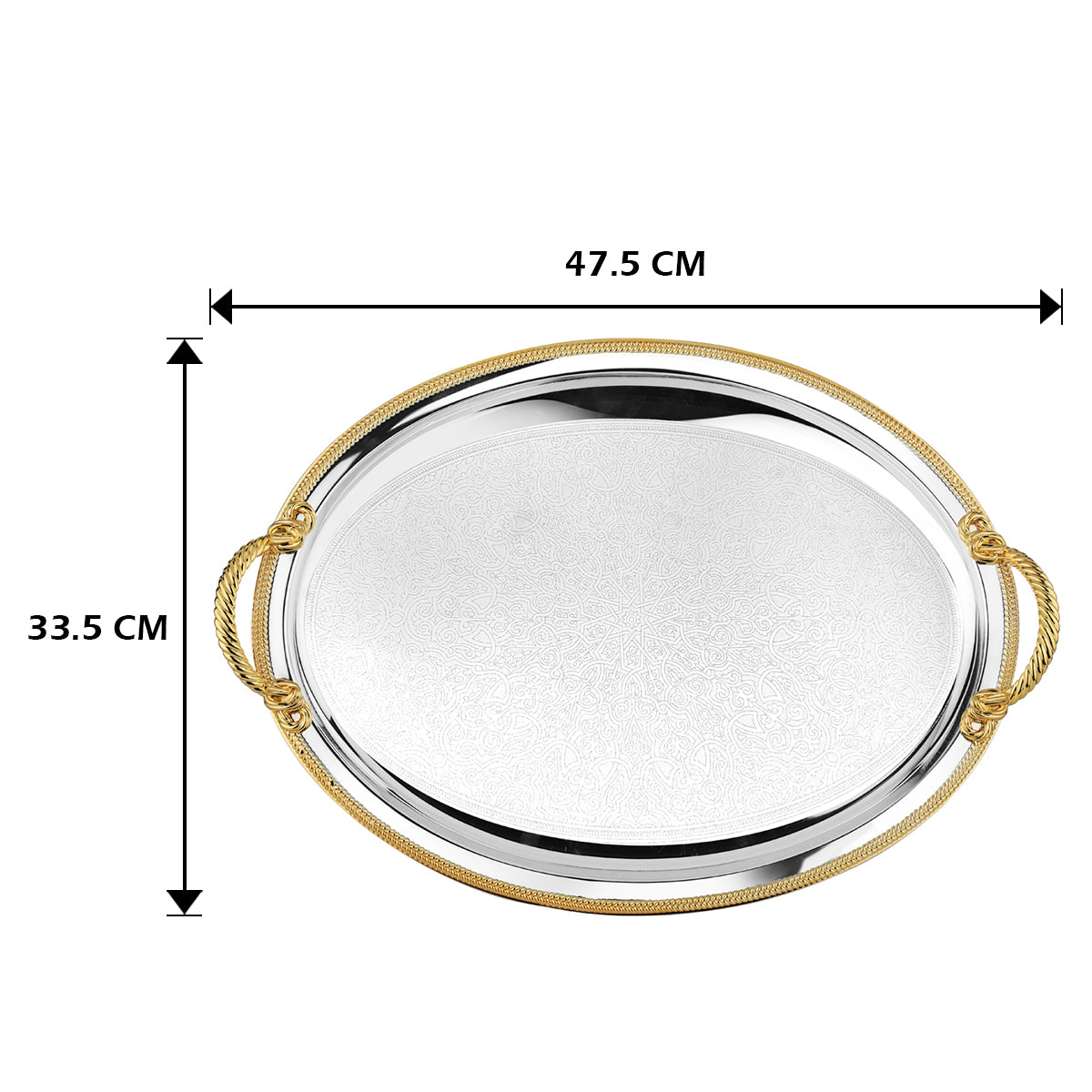 Oval Tray with Handle Dual Tone Medium