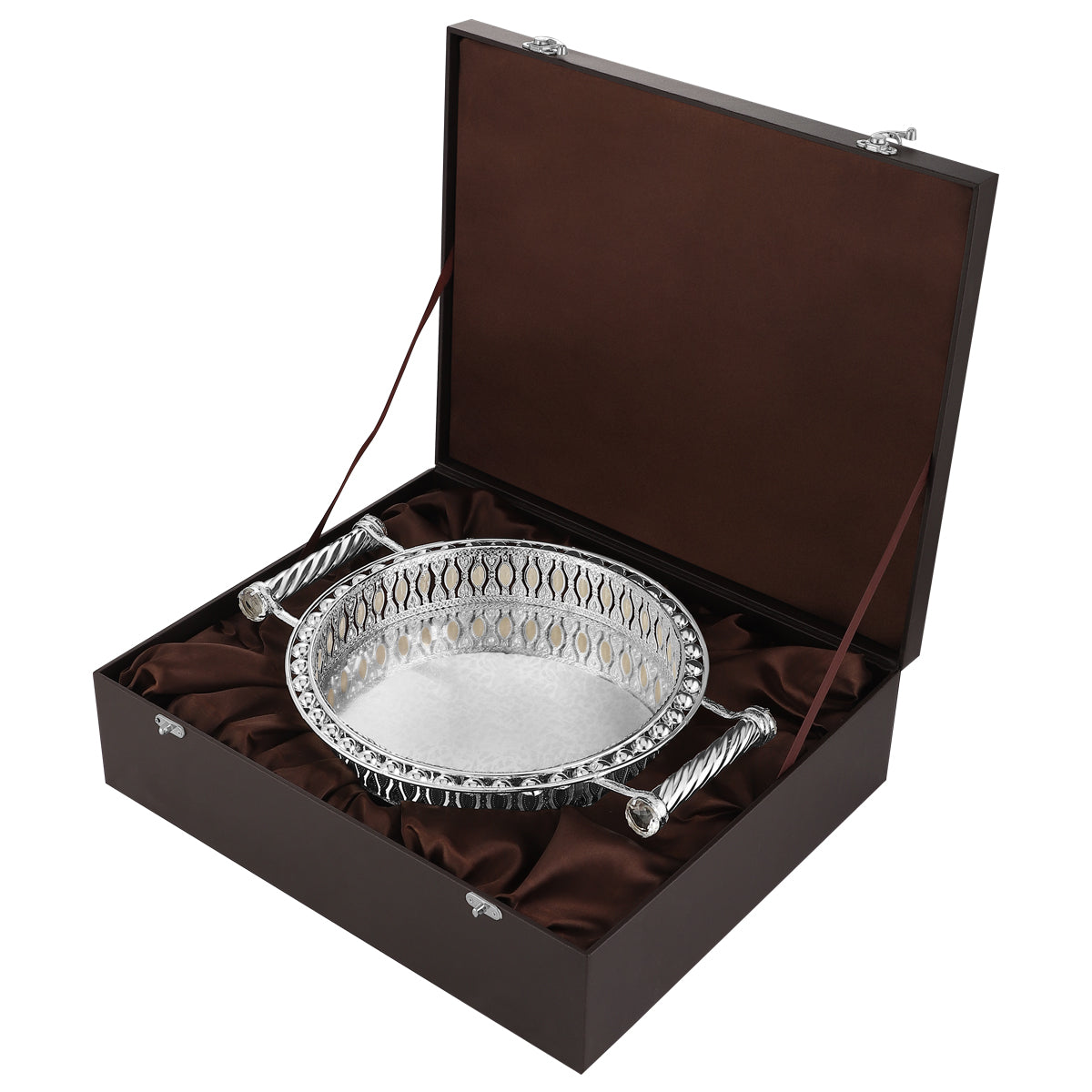 Round Tray With Handle - White
