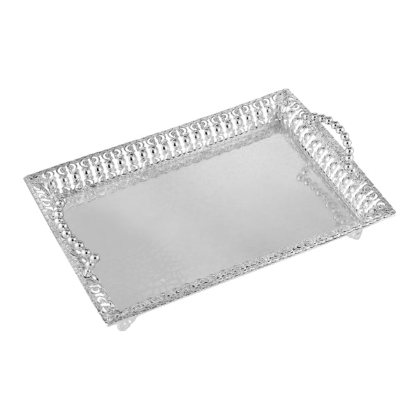 Rectangle Tray with Handle Silver Large