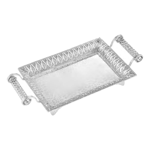 Rectangle Designer Tray with Handle Silver - Small