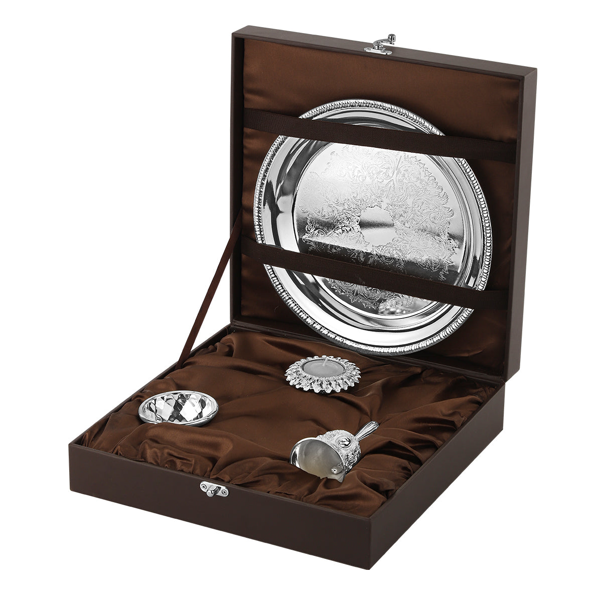 Puja Thali with Bell, Katori & Tea Light