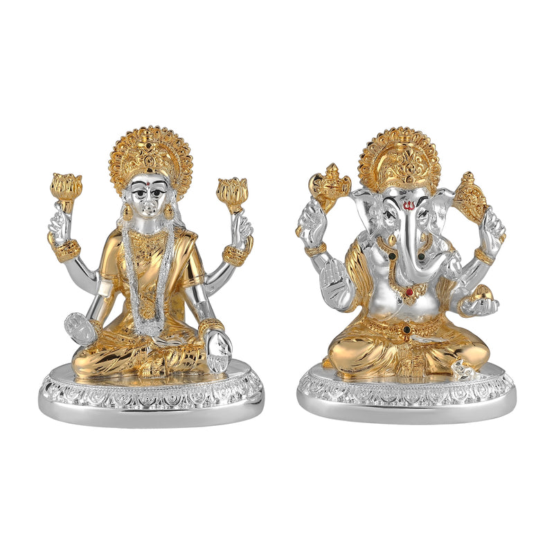 Lakshmi Ganesha Gold & silver glossy