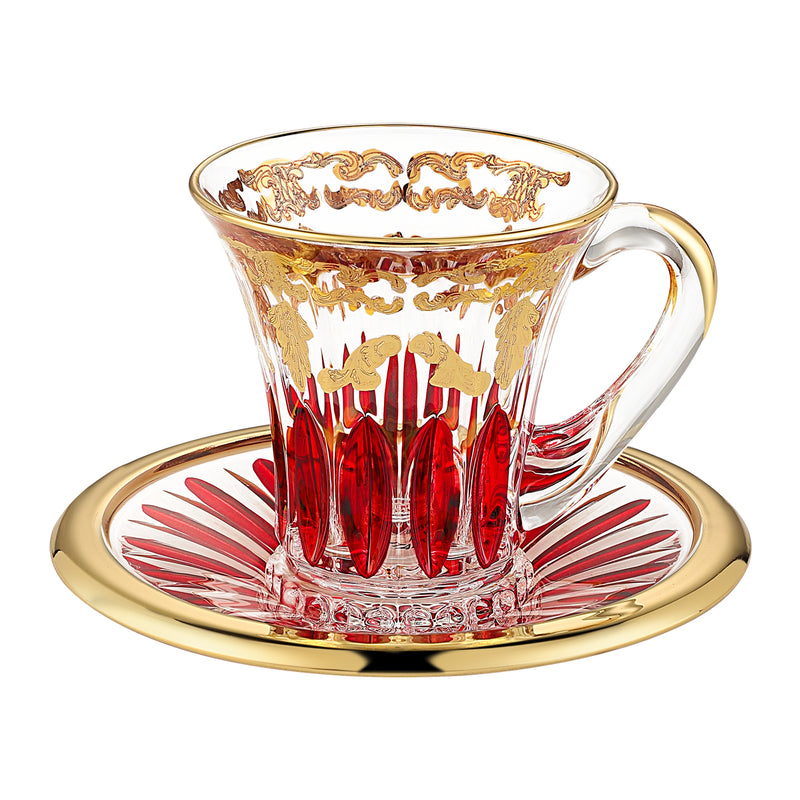 Set of 6 pcs Tea cup+Saucers RED – Momentz