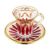 Set of 6 pcs Tea cup+Saucers RED