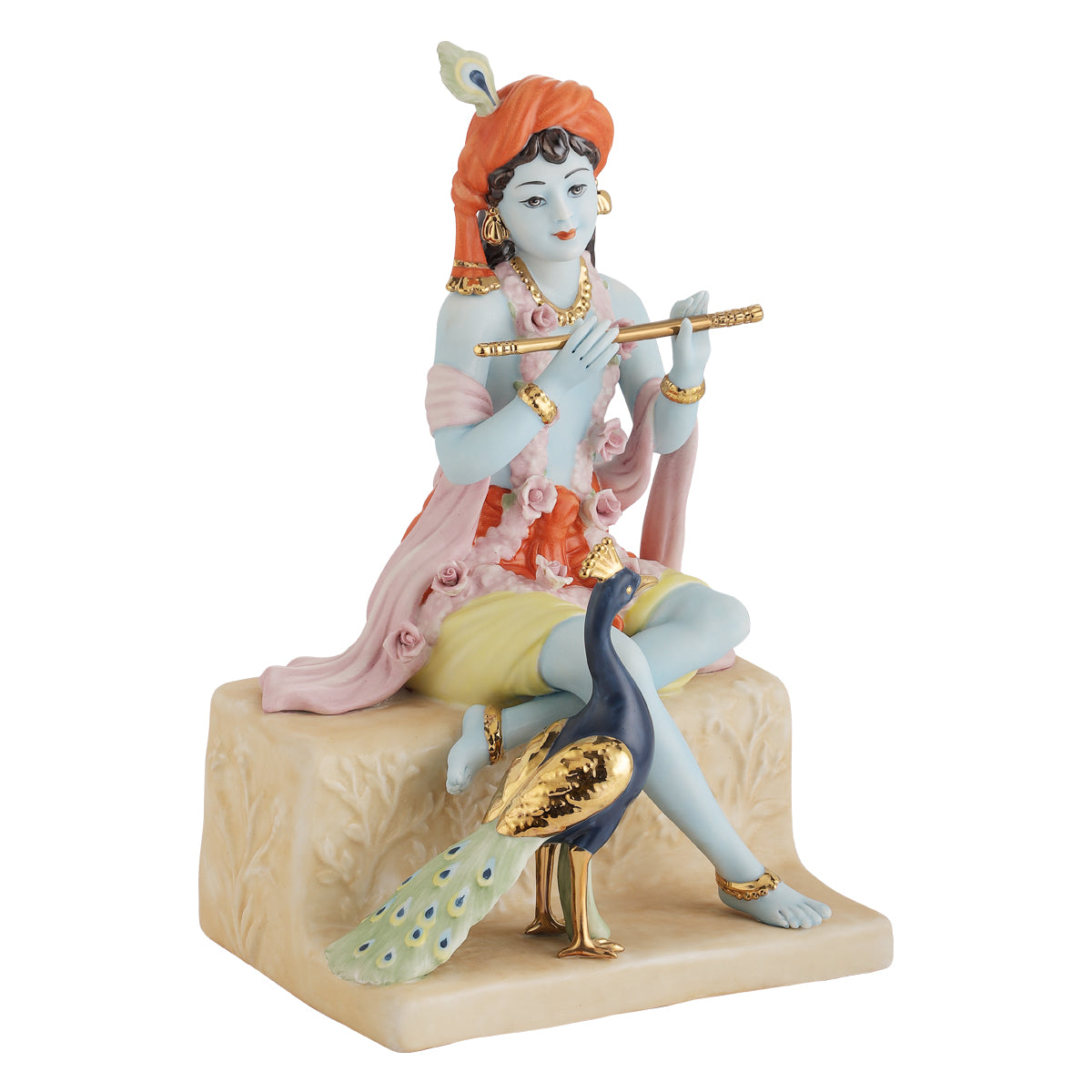 Krishna With Peacock  Porc.- Colored
