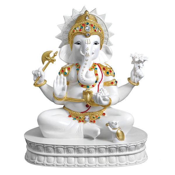 White Big Ganesha + Chakra (h-39 cm)- White