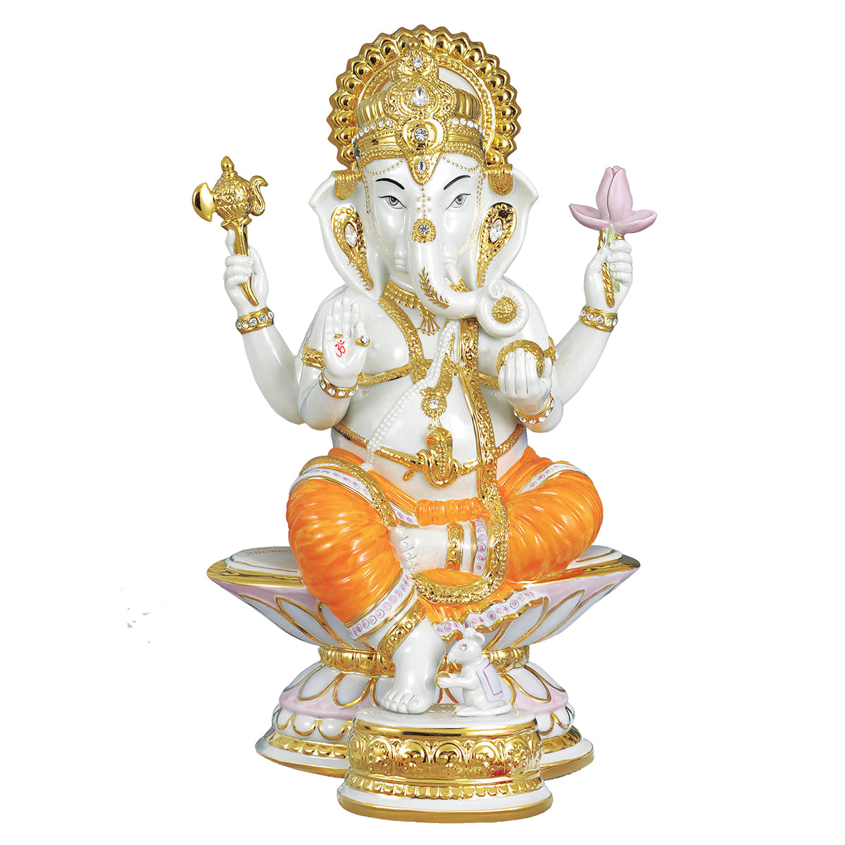 Ganesh ji Porc. Golden Finishing- Colored