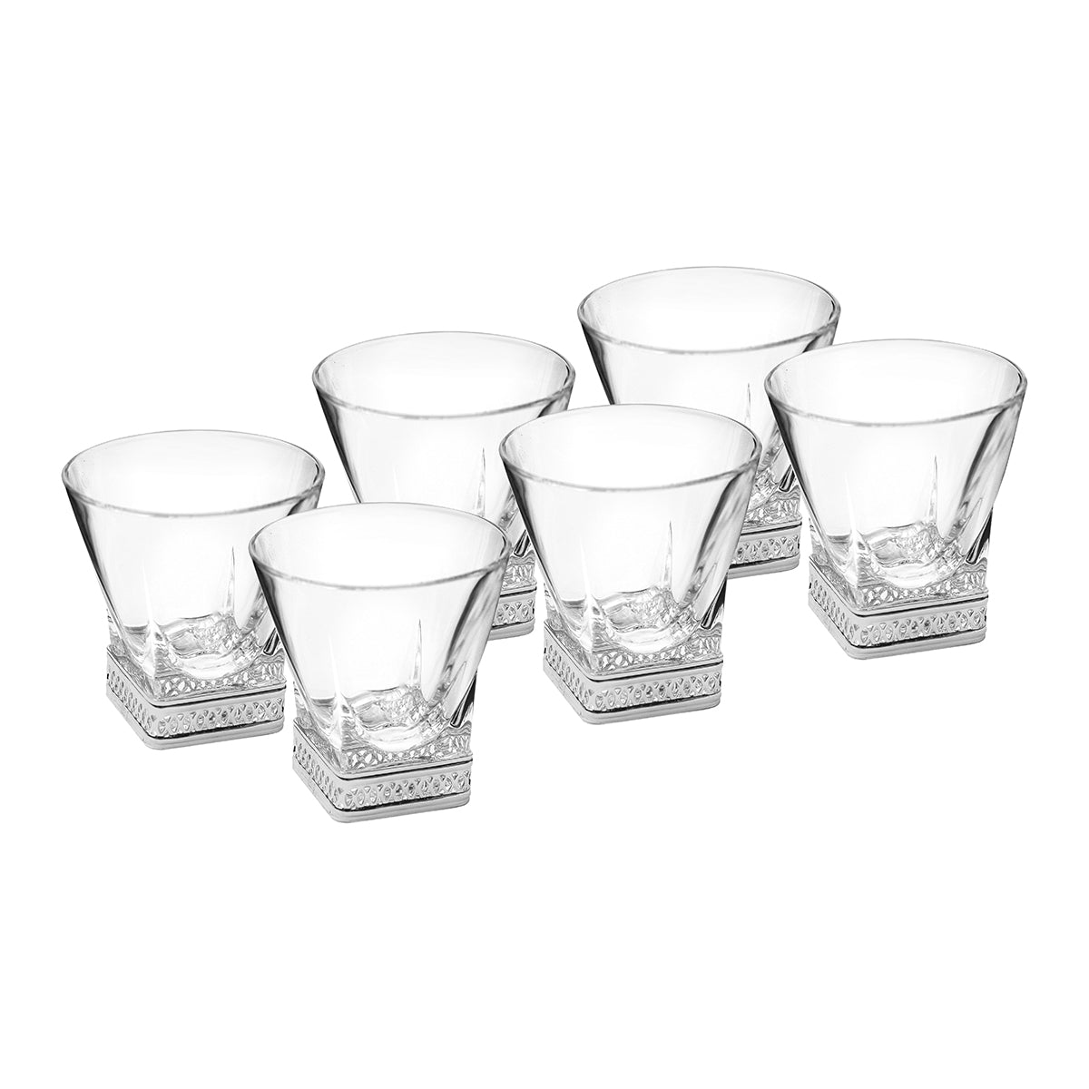 Crystal Shooters with Silver Lining (Set of 6)- Silver