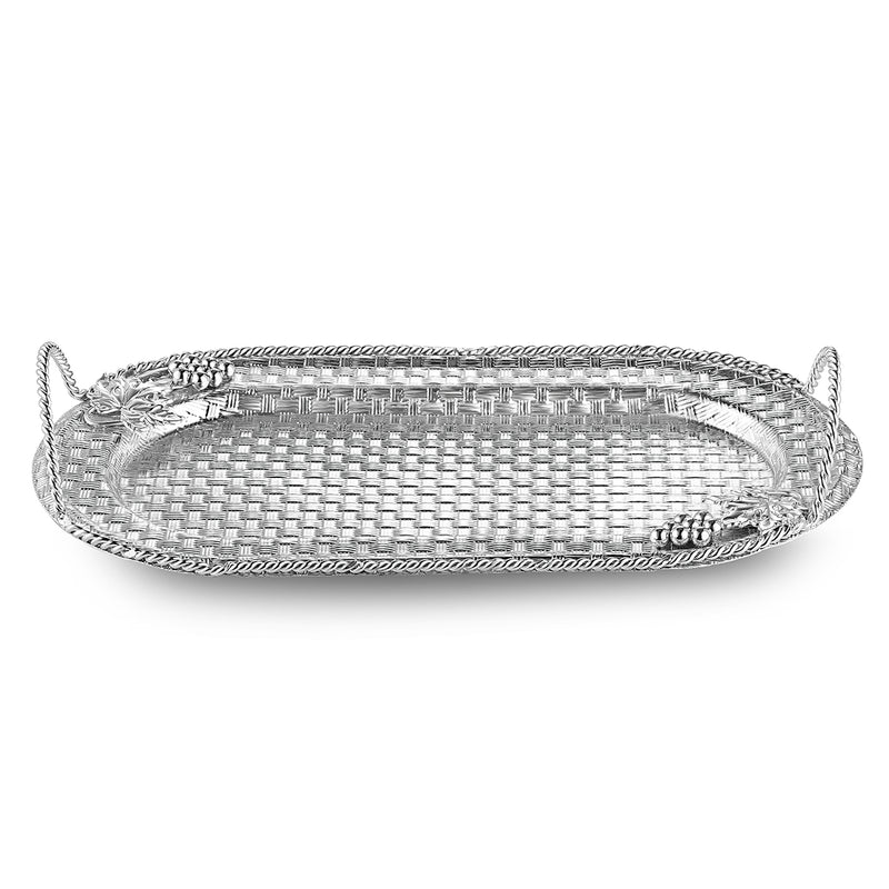 Oval Tray With Handle- Silver