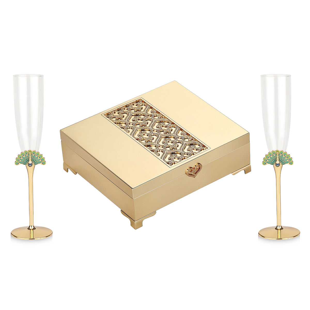 Royal Box+2 Peacock Flutes Gold