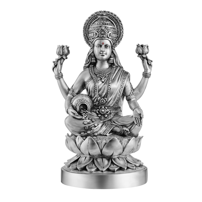 Lakshmi ji on kamal 13 inch- Silver