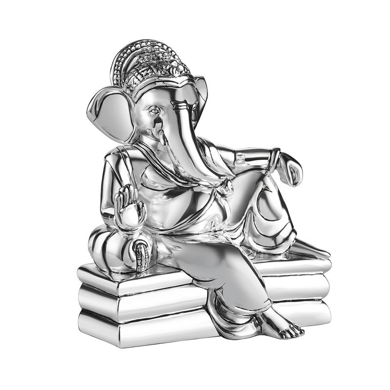 Relaxing Ganesha silver on silver base