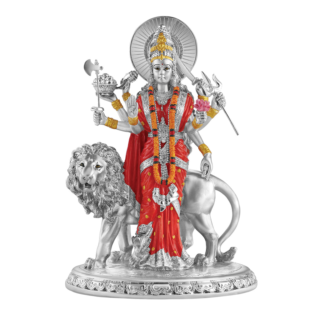 Buy quality Hallmarked silver durga mata idol in antique high fine work in  New Delhi