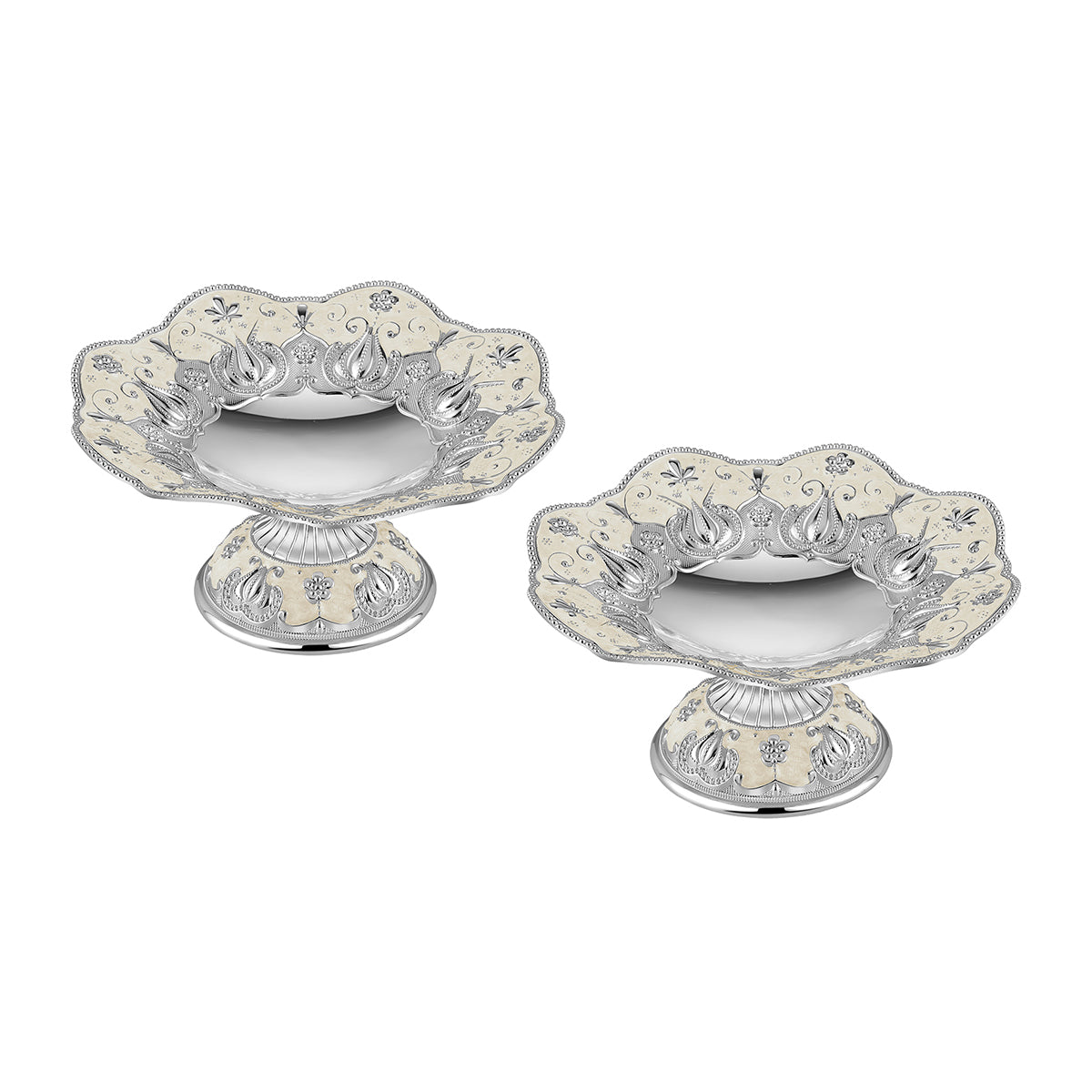 Pair of galvanic platter small white