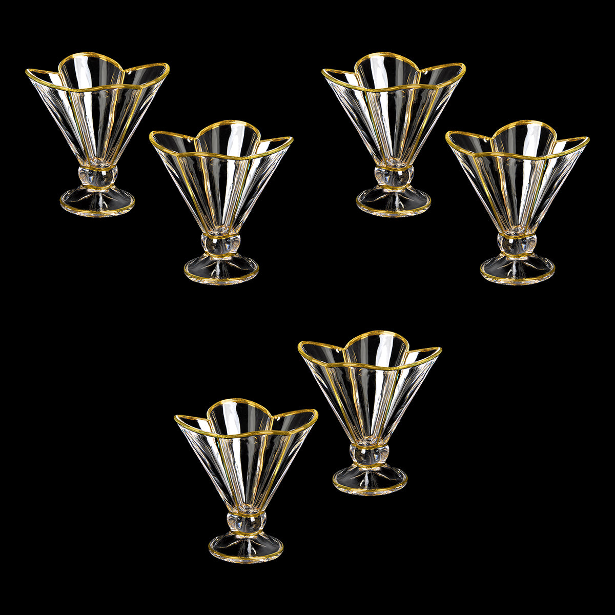 Set of 6 dessert bowl with golden lining