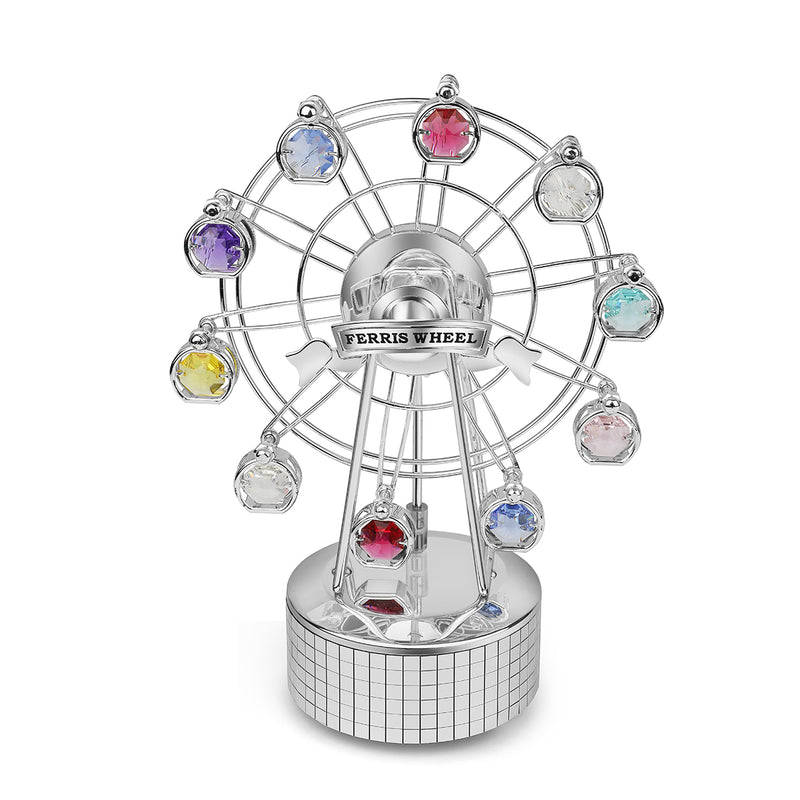 Ferris Wheel Musical Box Silver Colored Crystal