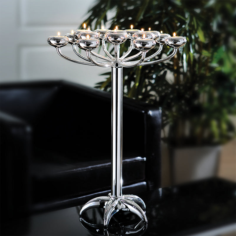 15 Flames Candle Stand- Silver