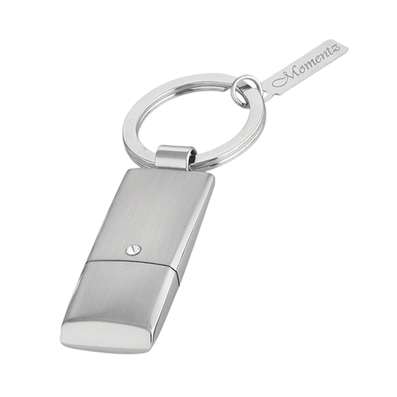 2 Tone Brush Keychain with 4 GB USB- Silver