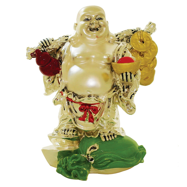Laughing Buddha With Green Bag- Colored