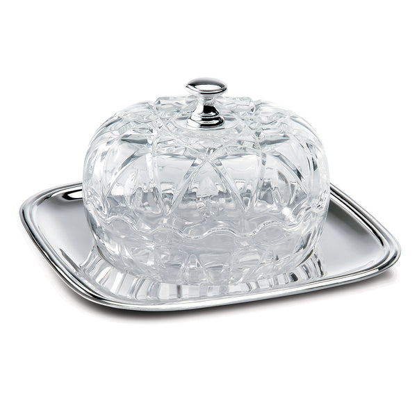 Glass Bowl With Lid- Silver
