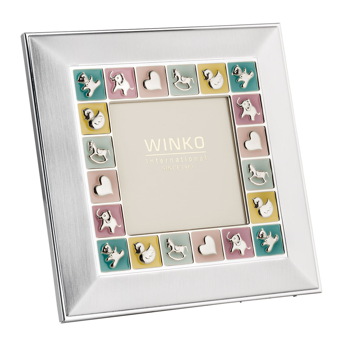 Colored Square Photoframe- Silver