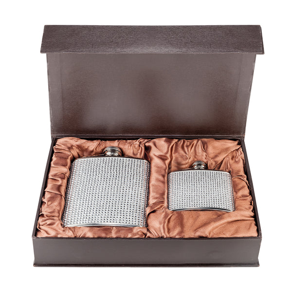 White Crystal Set Of 2 Flask