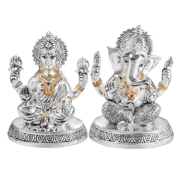 Silver Laxmi Ganesh Pair