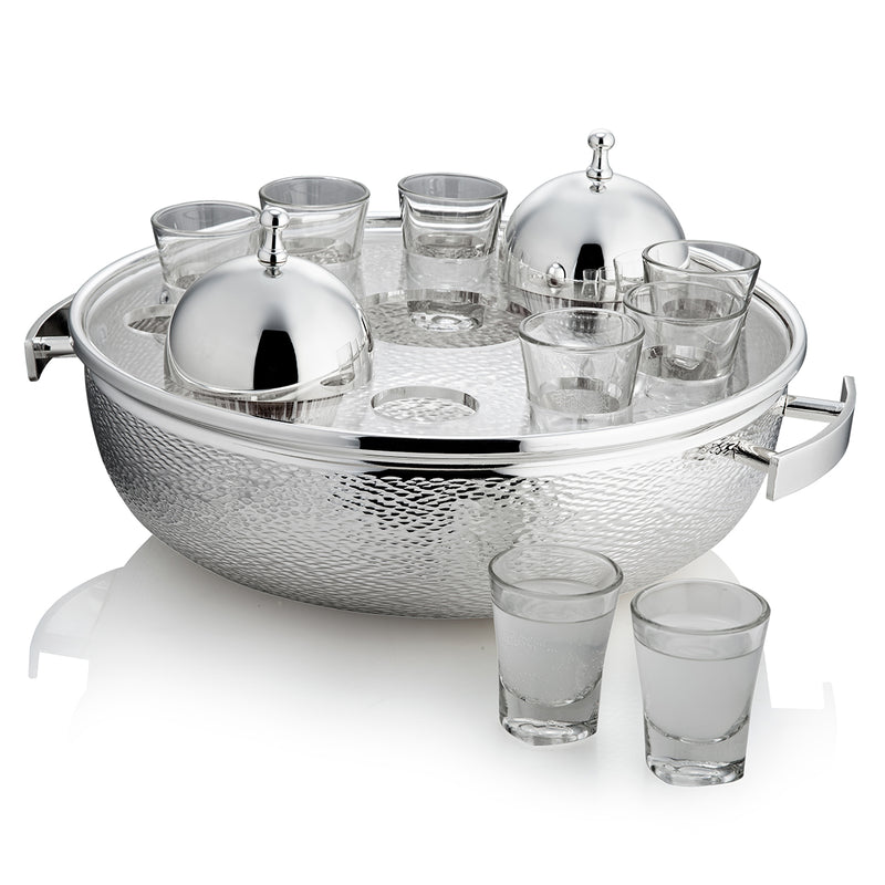 Luxury Set with 8 pcs of Tumblers & 2 Dishes with Cover wih box- Silver