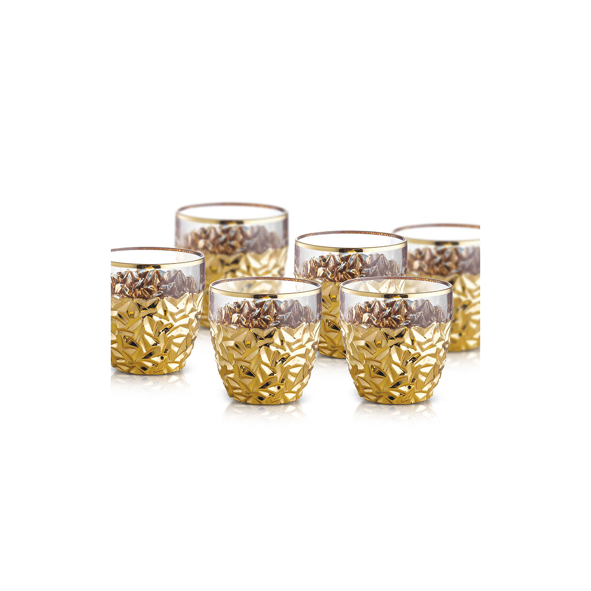 Set of 6 Tumbler Glasses- Gold