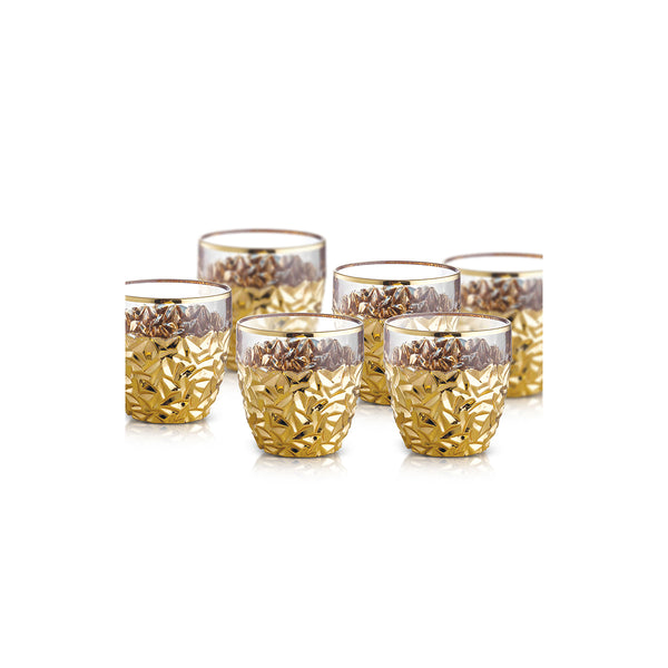 Set of 6 Tumbler Glasses- Gold