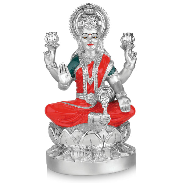Silver lotus Laxmi Ganesha Set (h-21 cm)