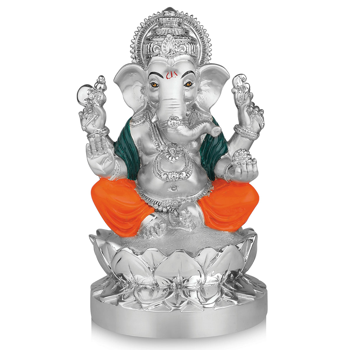 Silver lotus Laxmi Ganesha Set (h-21 cm)