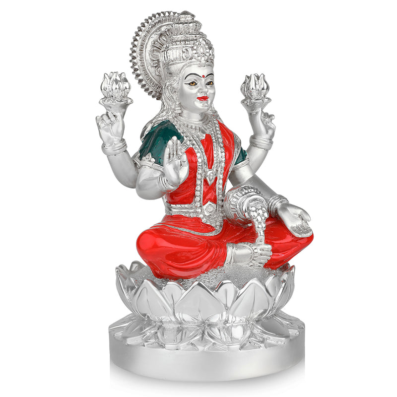 Silver lotus Laxmi Ganesha Set (h-21 cm)