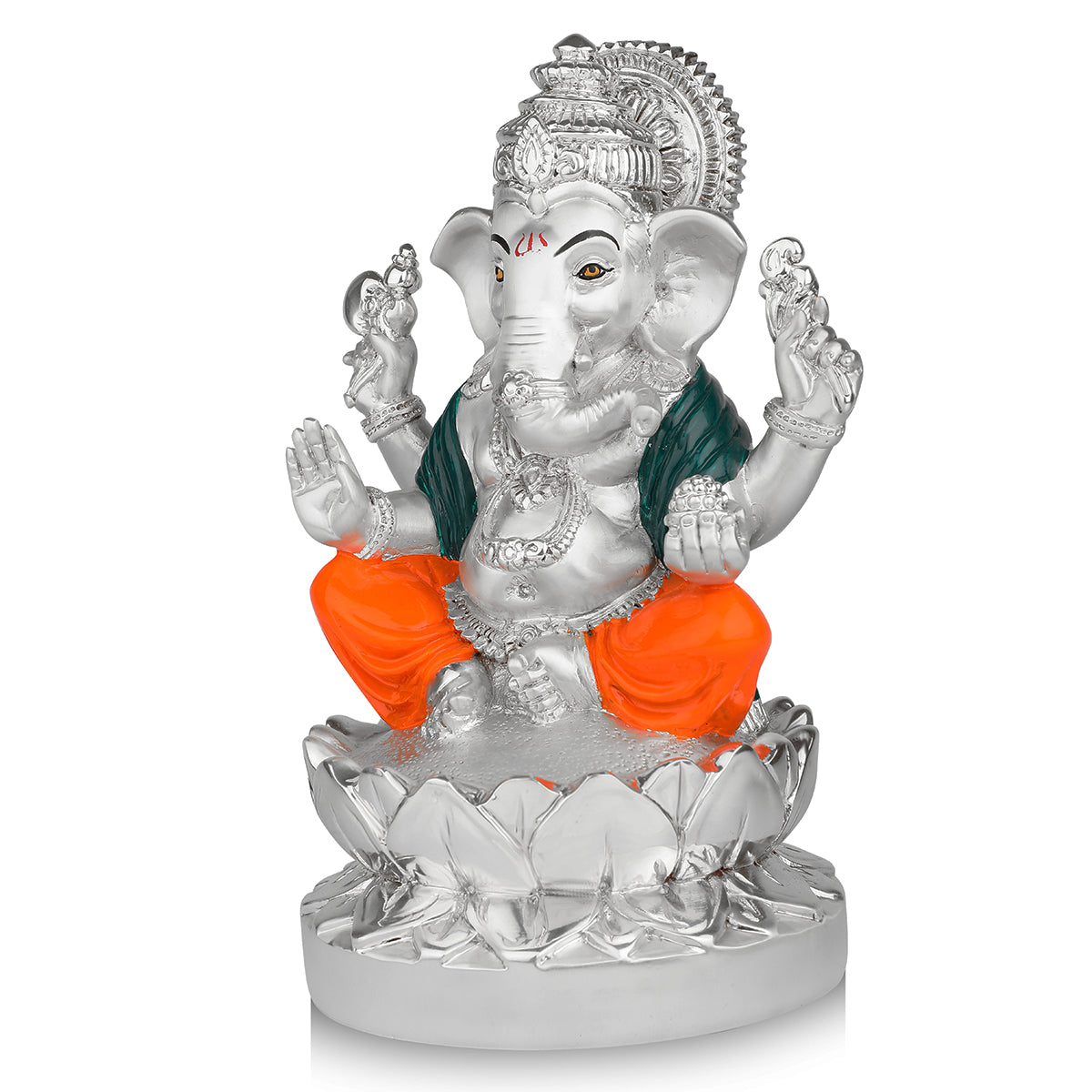 Silver lotus Laxmi Ganesha Set (h-21 cm)
