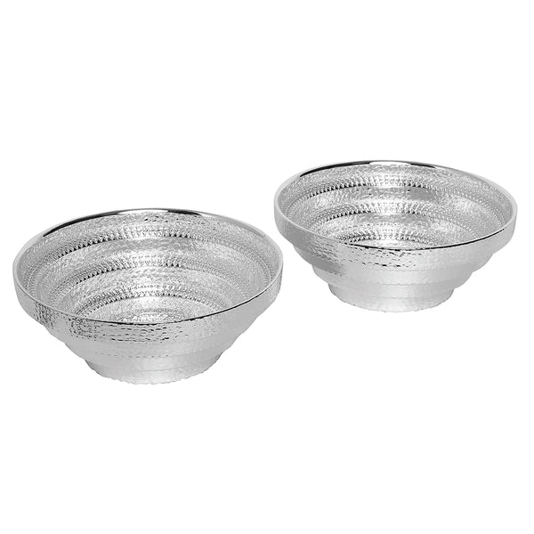 Ecasa White Glass Bowl- Set of 2 Silver