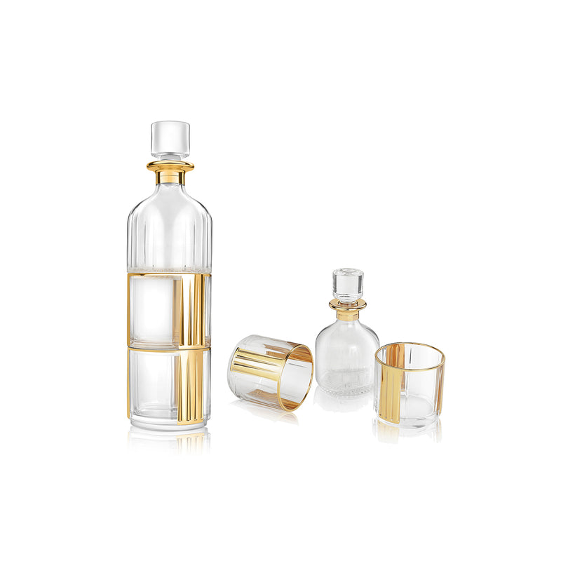 Bedside Set of 2 Glasses + Decanter- Gold