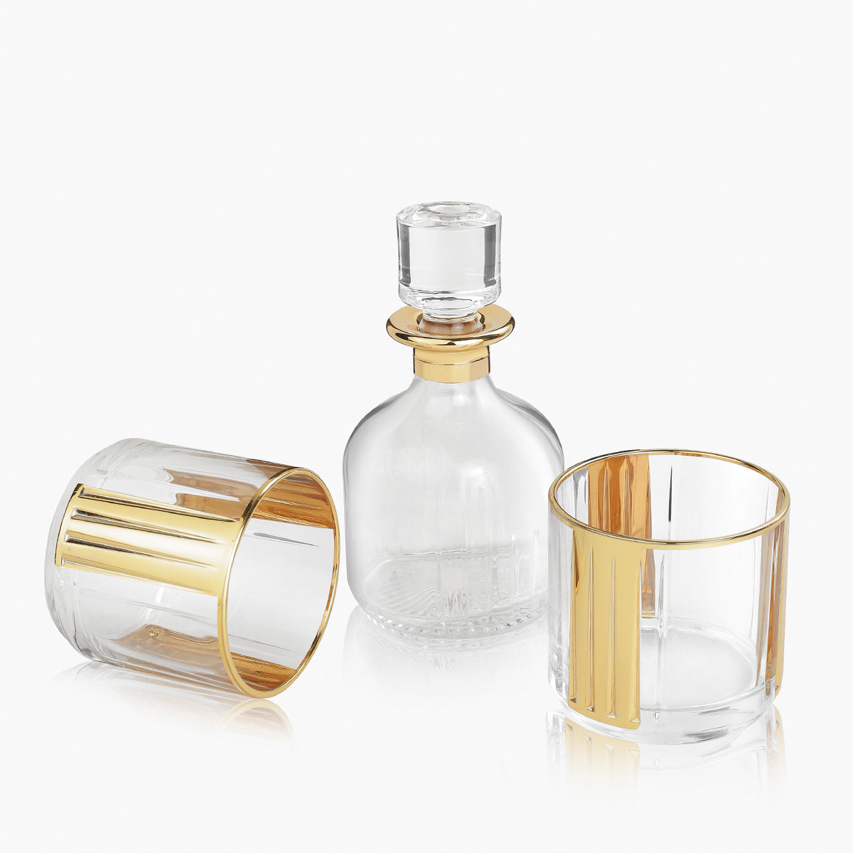 Bedside Set of 2 Glasses + Decanter- Gold